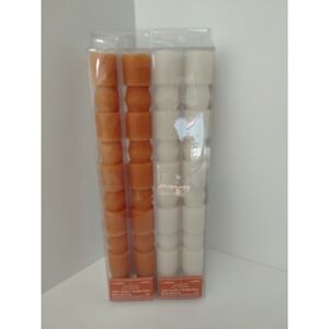 LOT of 2 Ashland Taper Candles Fall Orange White‎ 10 in 4 PC total NEW